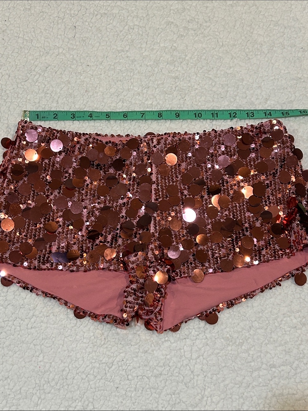 Edikted Sephira Sequin Micro Shorts Medium Light Pink Festival Glam Disco - Picture 11 of 13